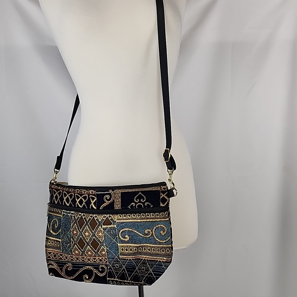Danny K Beverly Hills Tapestry Crossbody Shoulder Purse Bag Made in USA Boho
